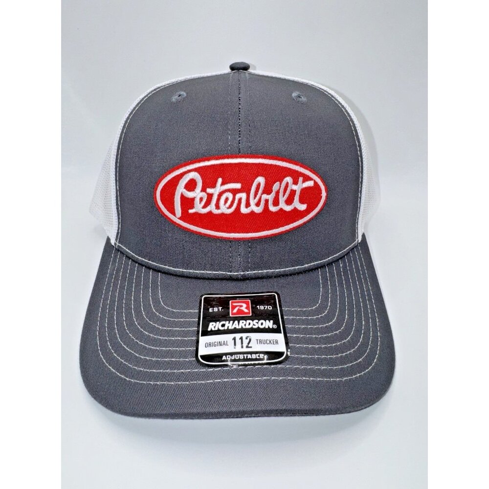 Peterbilt Trucks Patch On Richardson 112 Trucker Snapback Hat Charcoal/White